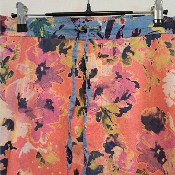 Sundance Luna Apricot Floral Beach Cropped Pull On Pants - Picture 4 of 8